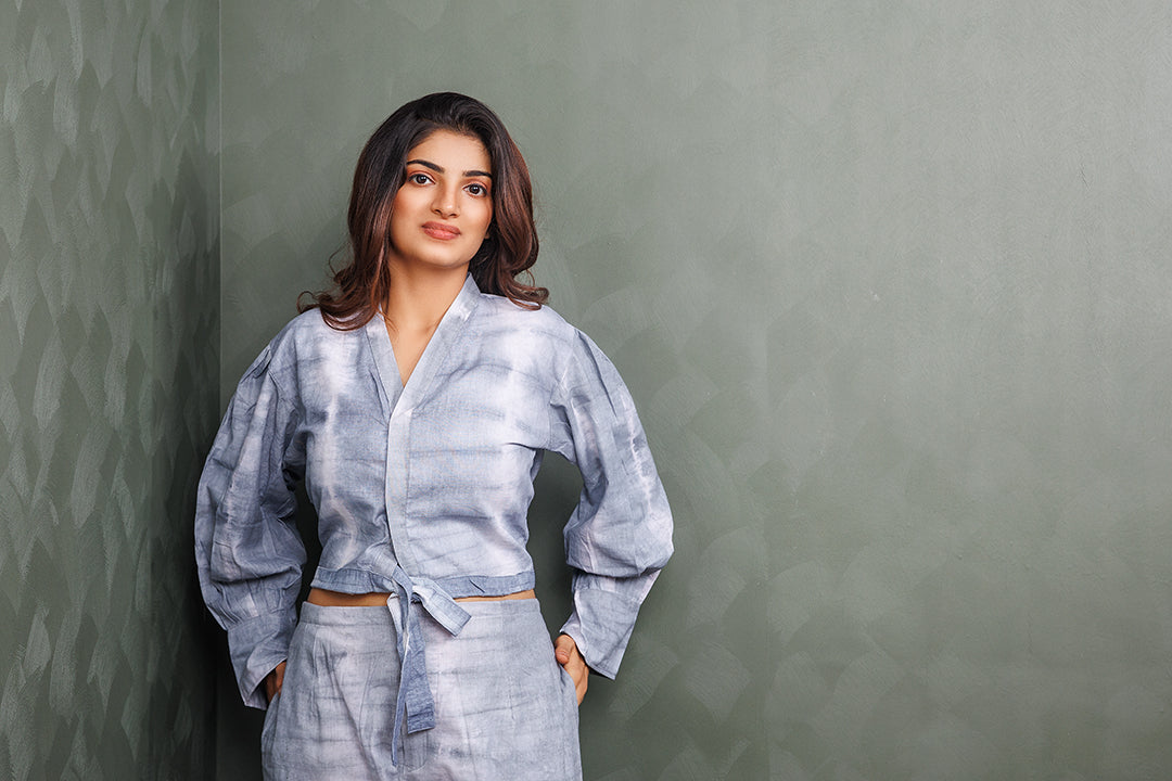 Pure Khadi Cotton Handwoven Grey Co-ord set