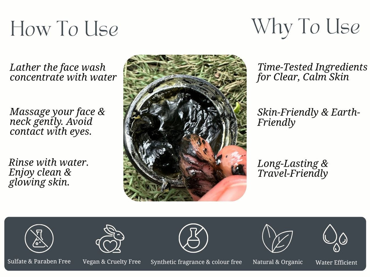 Geranium Charcoal Face Wash Concentrate (125gm), Rustic Art