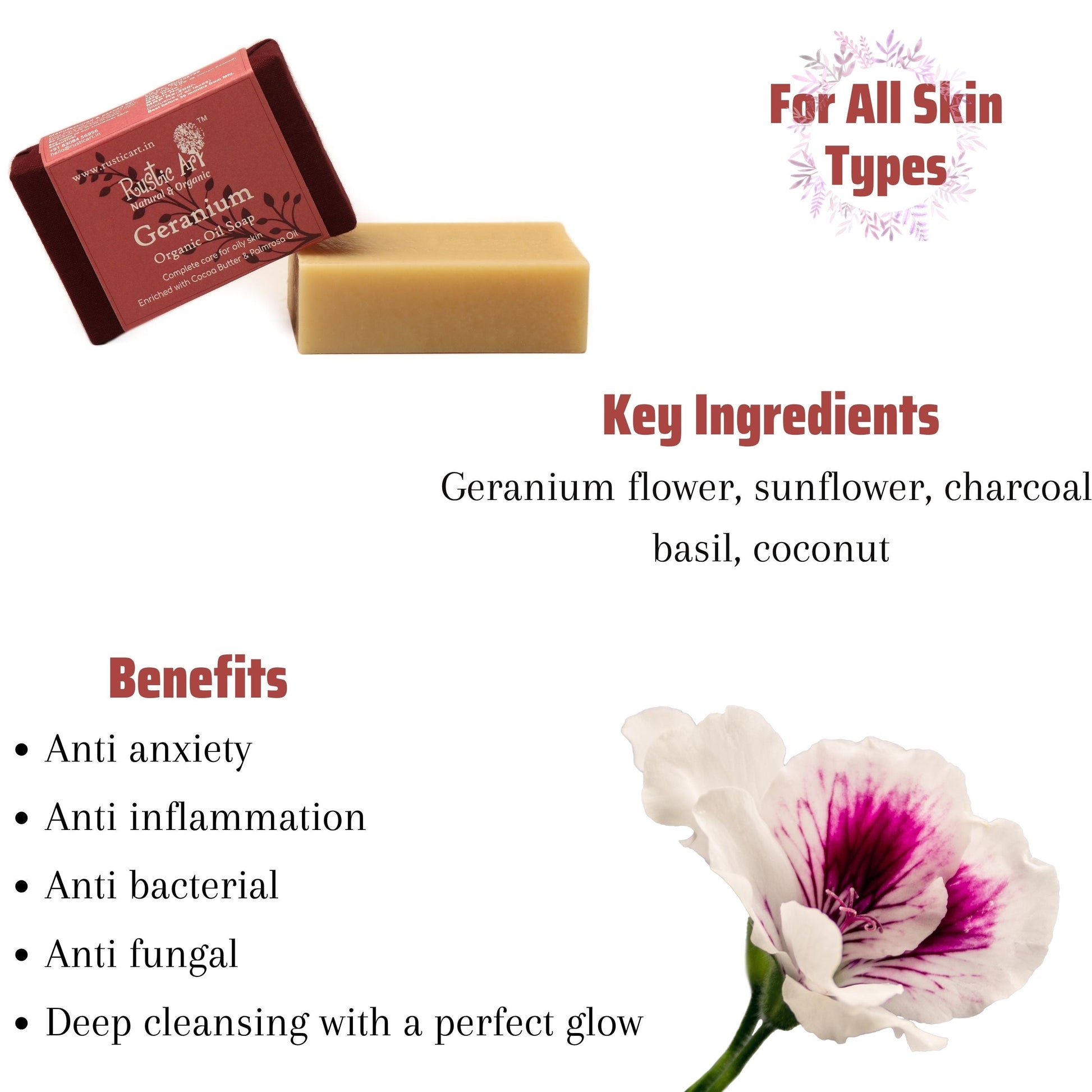Geranium Soap (100gm), Rustic Art