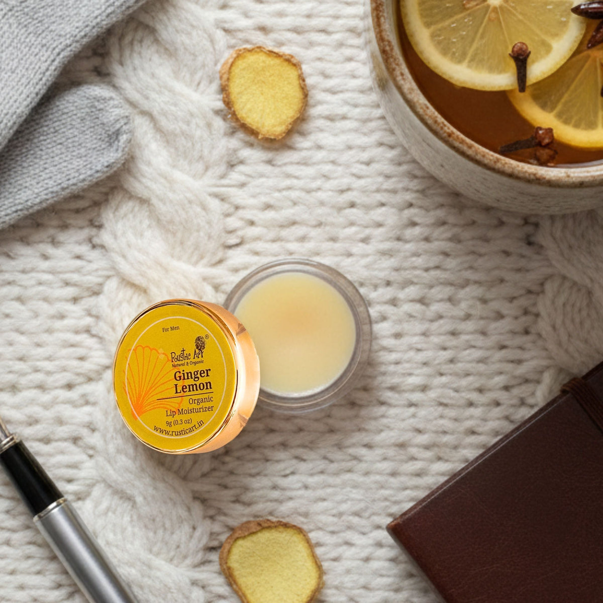 Ginger Lemon Lip Moisturizer (9gm), Rustic Art