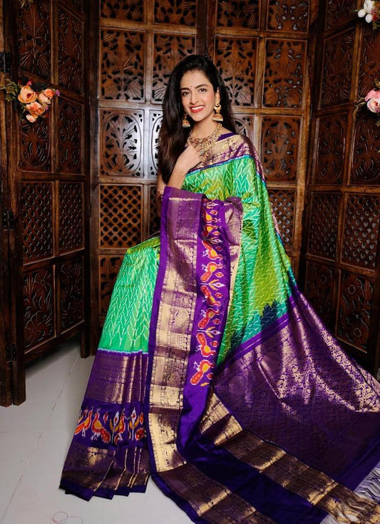 Green Pure Ikkat silk Saree