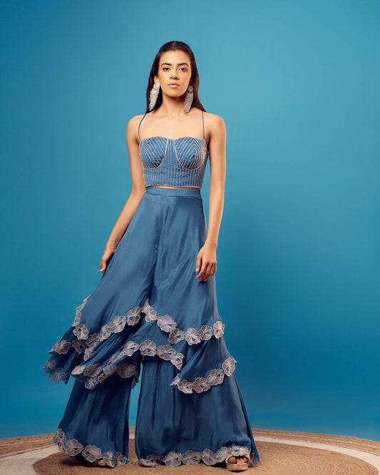 blue mehndi dress Embellished Blue Choli Lehenga Pakistani Mehndi Dresses LARGE