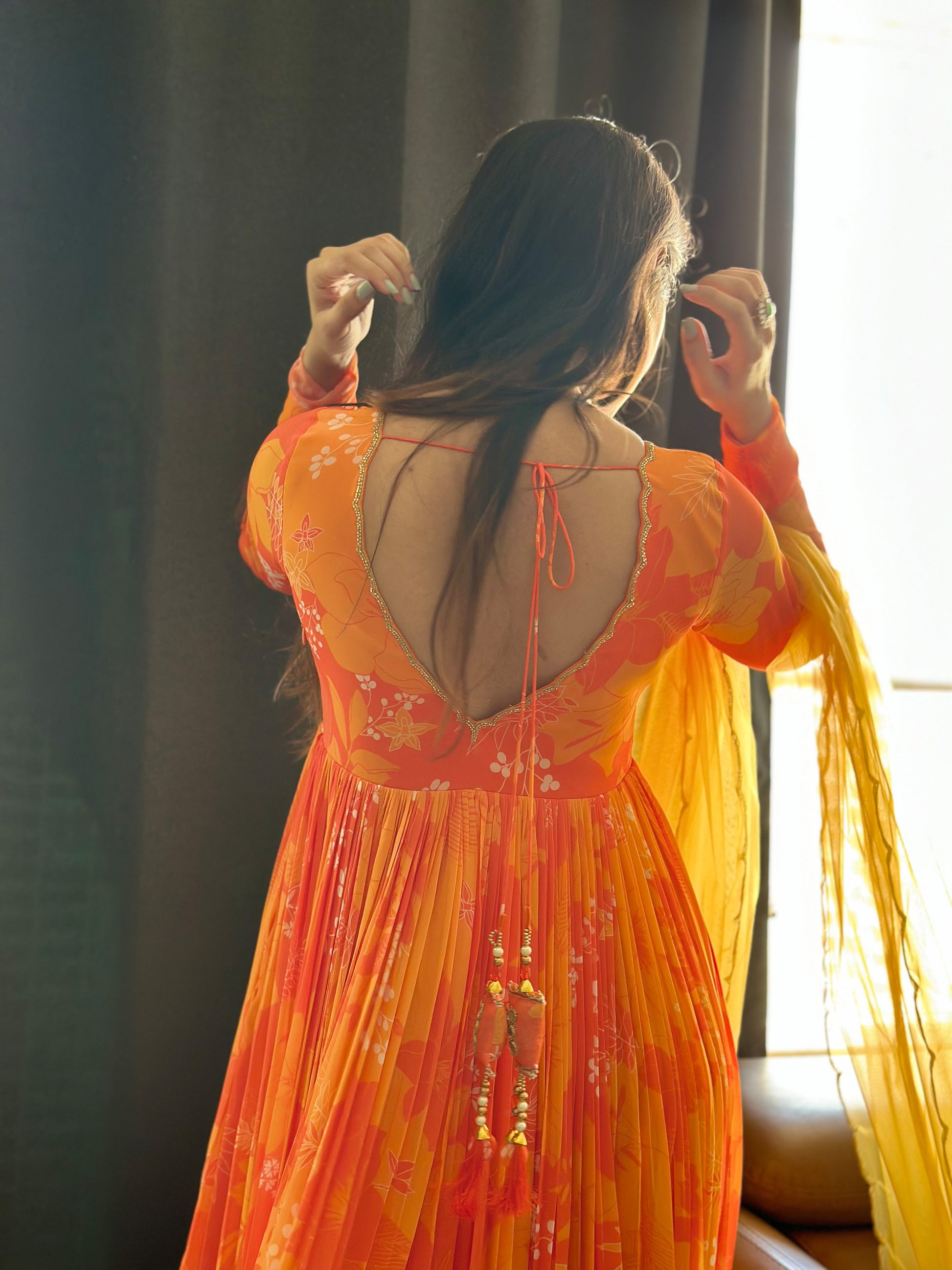 backless anarkali dress Ivory Backless Anarkali with Dupatta