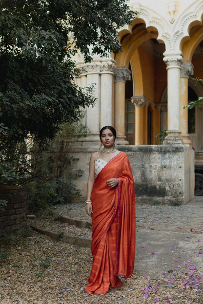 Lily Cotton Rang Orange Saree