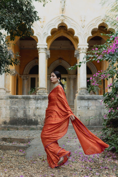 Lily Cotton Rang Orange Saree