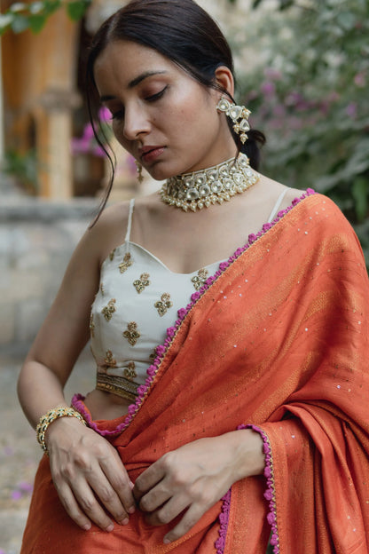 Lily Cotton Rang Orange Saree