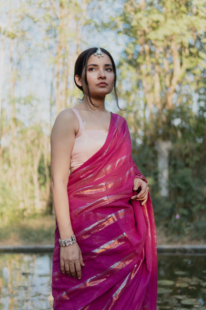 Charmy Plum Cotton Mulmul Saree
