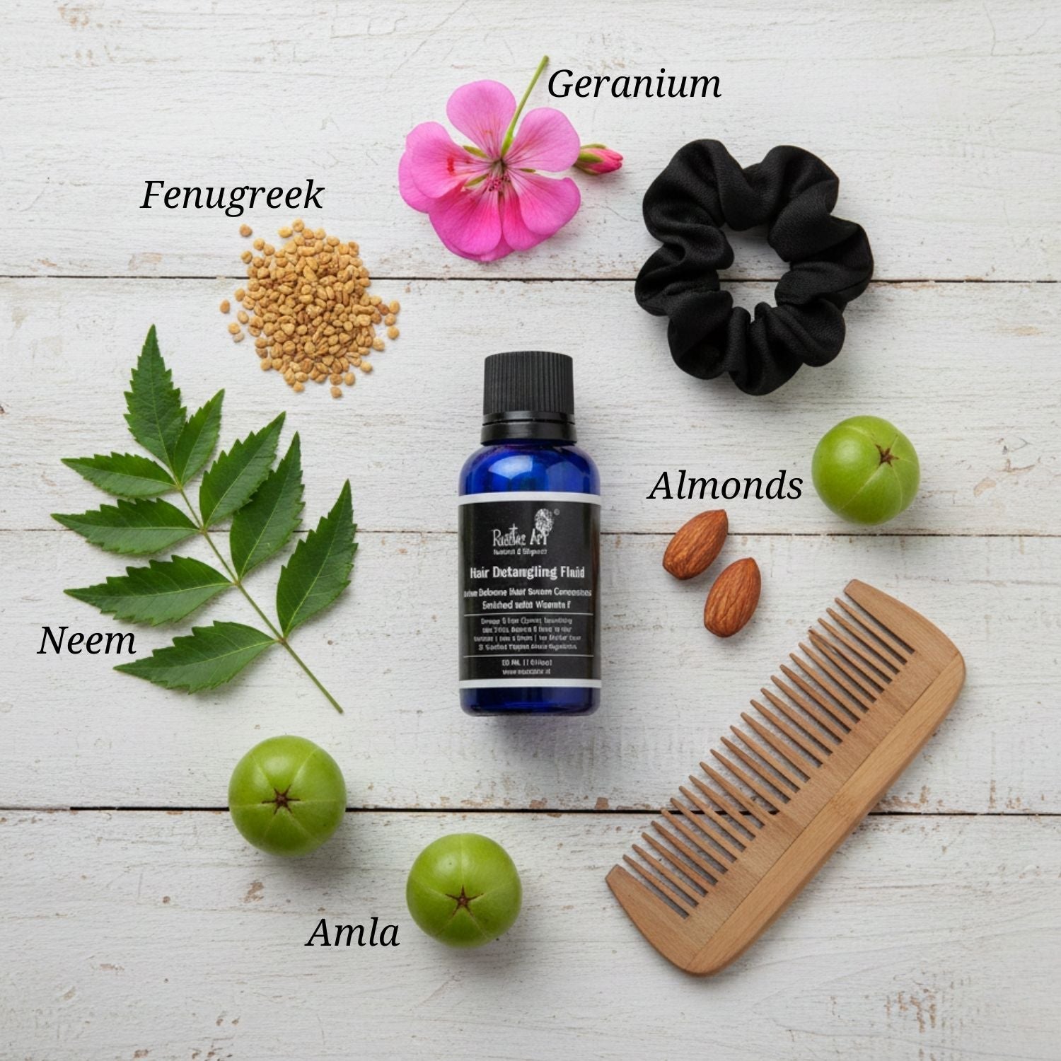 Hair Detangling Fluid with Amla, Methi & Vitamin E, Rustic Art