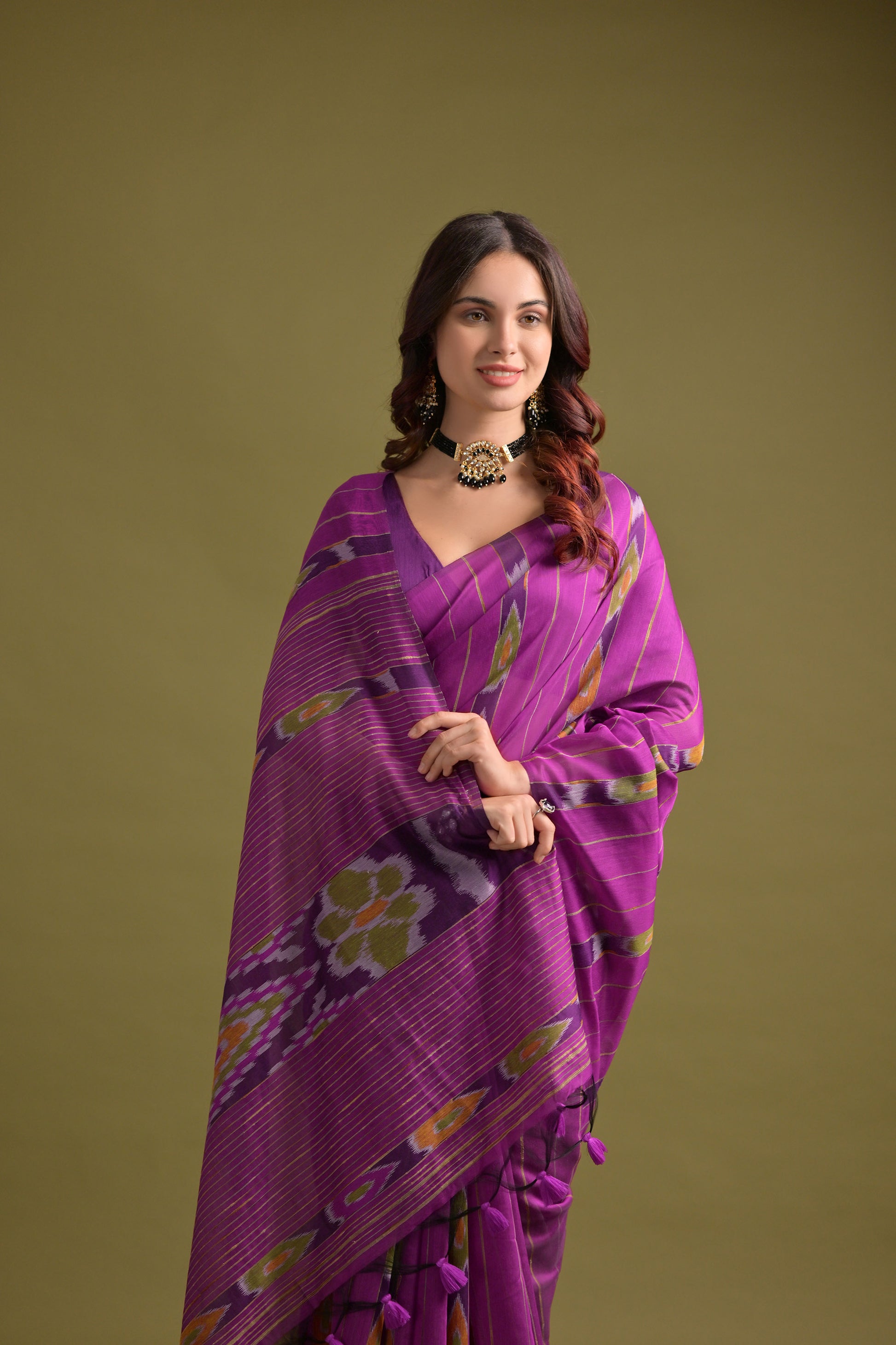 Pink Soft Ikkat Printed Cotton saree – Mohi fashion