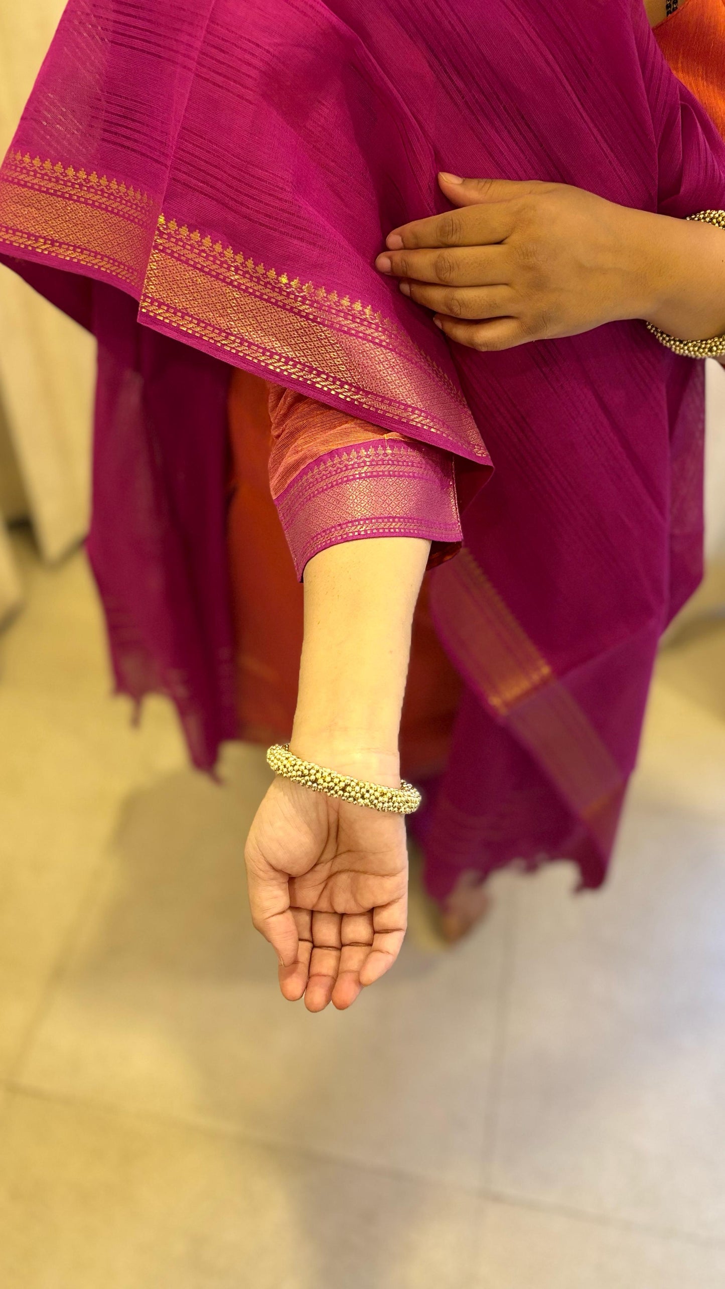 Maya - Kurti Set in Mangalagiri cotton in Rust Color