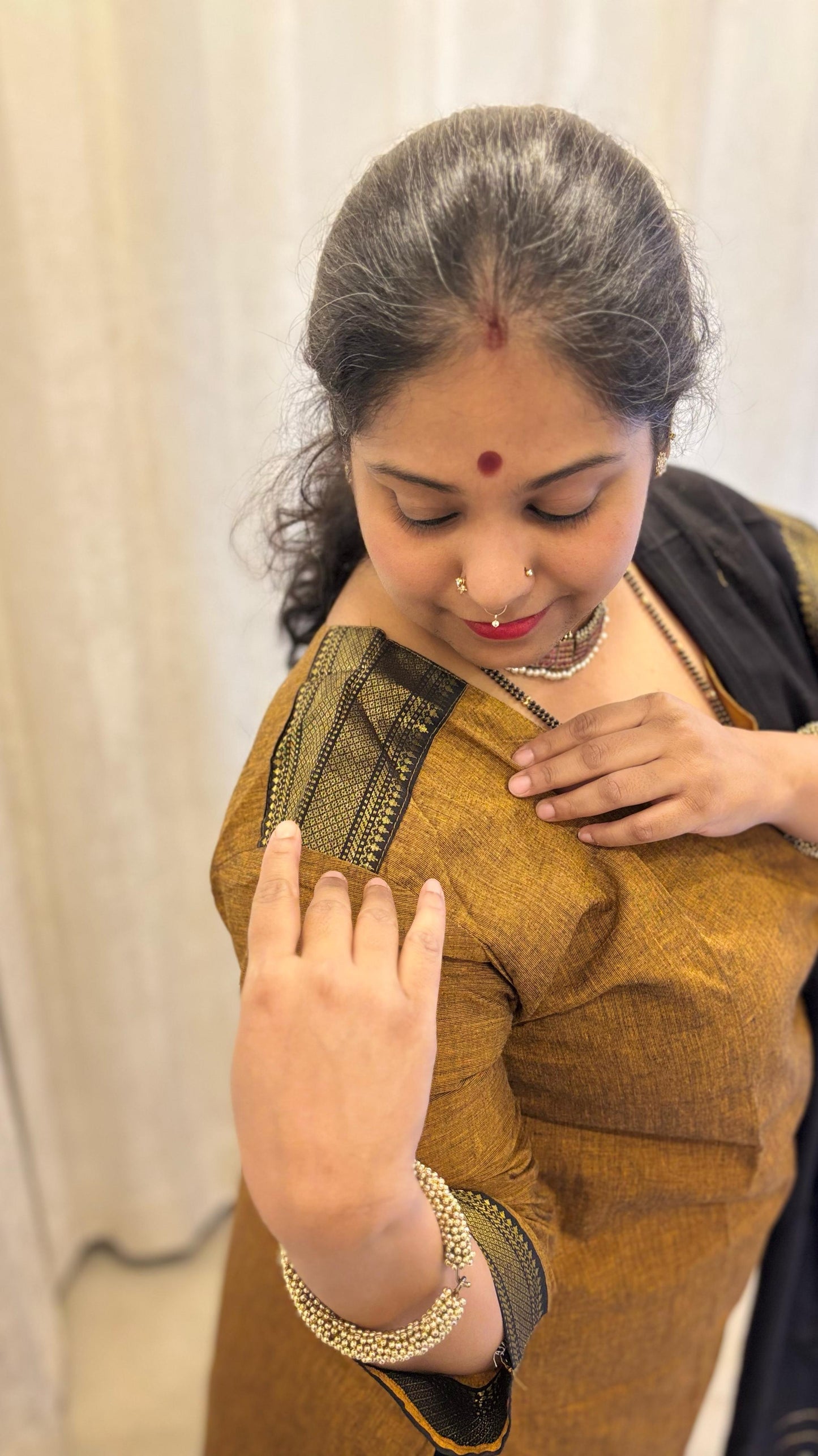 Maya - Kurti Set in Mangalagiri cotton in Mustard Color