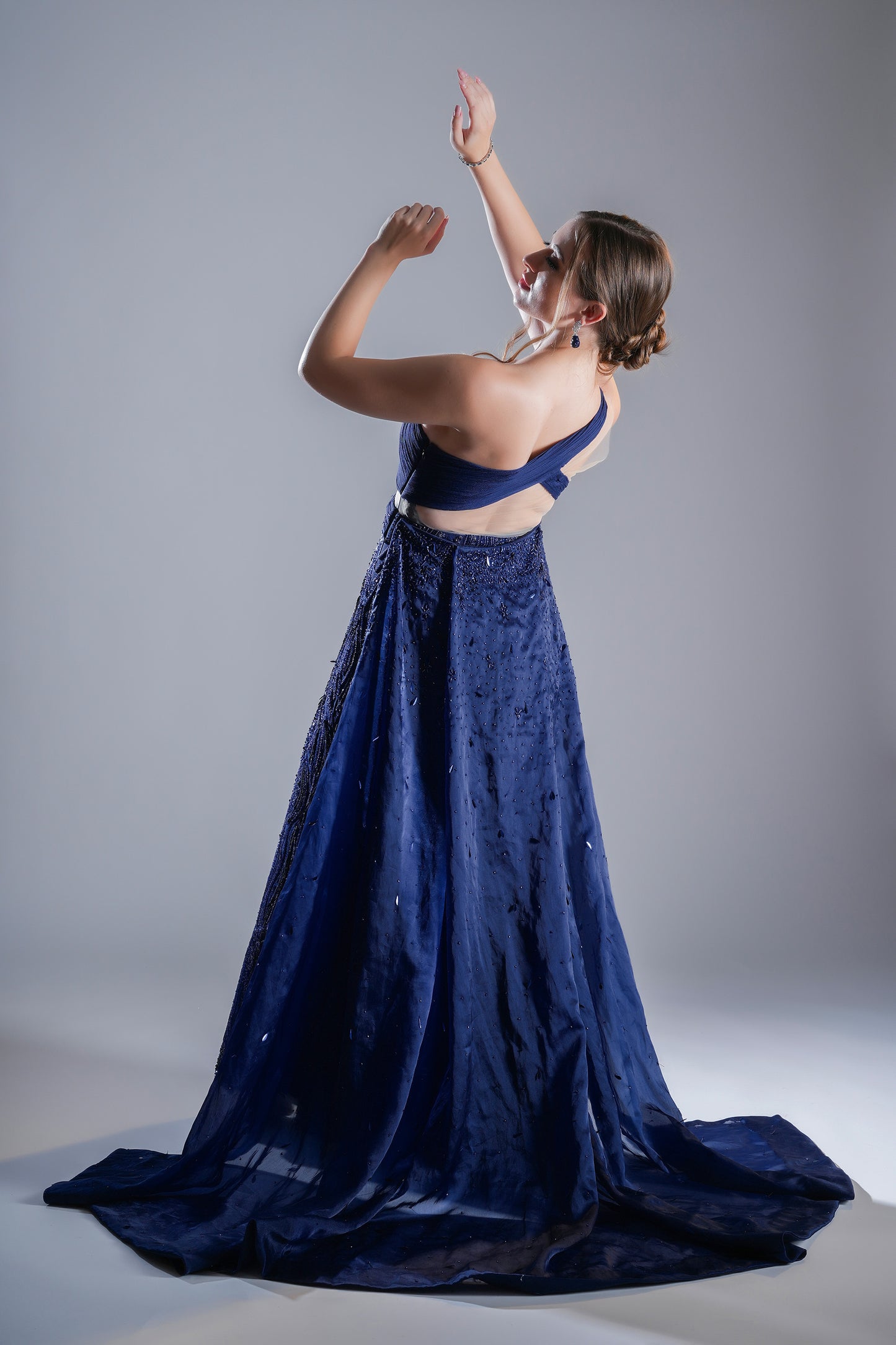 Nocturne Grace Deep Blue Tulle Cocktail Gown