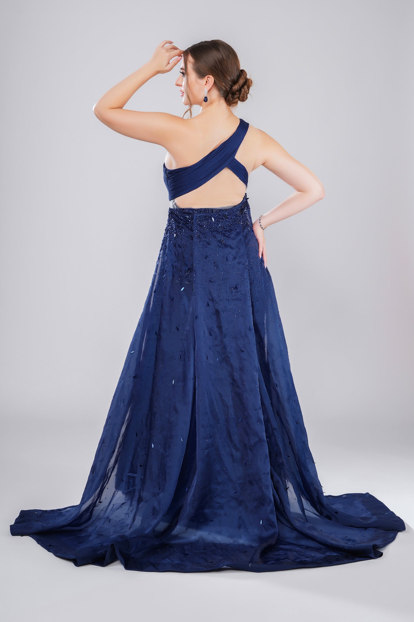 Nocturne Grace Deep Blue Tulle Cocktail Gown