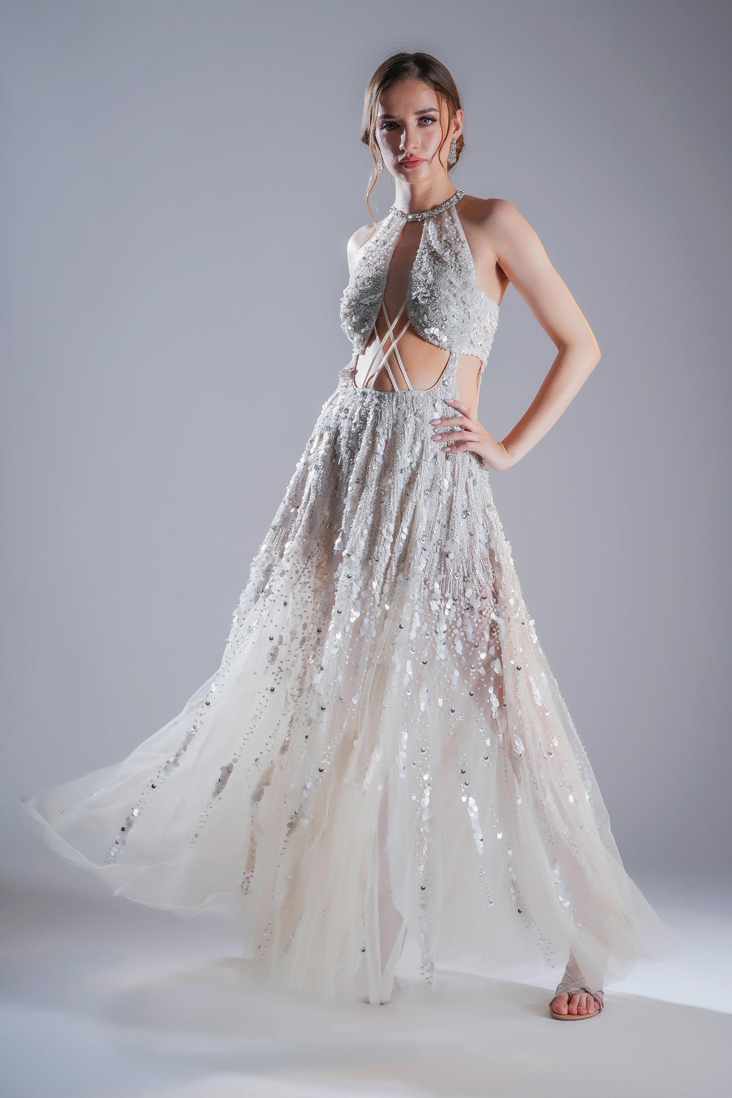 Alabaster Dream White Tulle Cocktail Gown