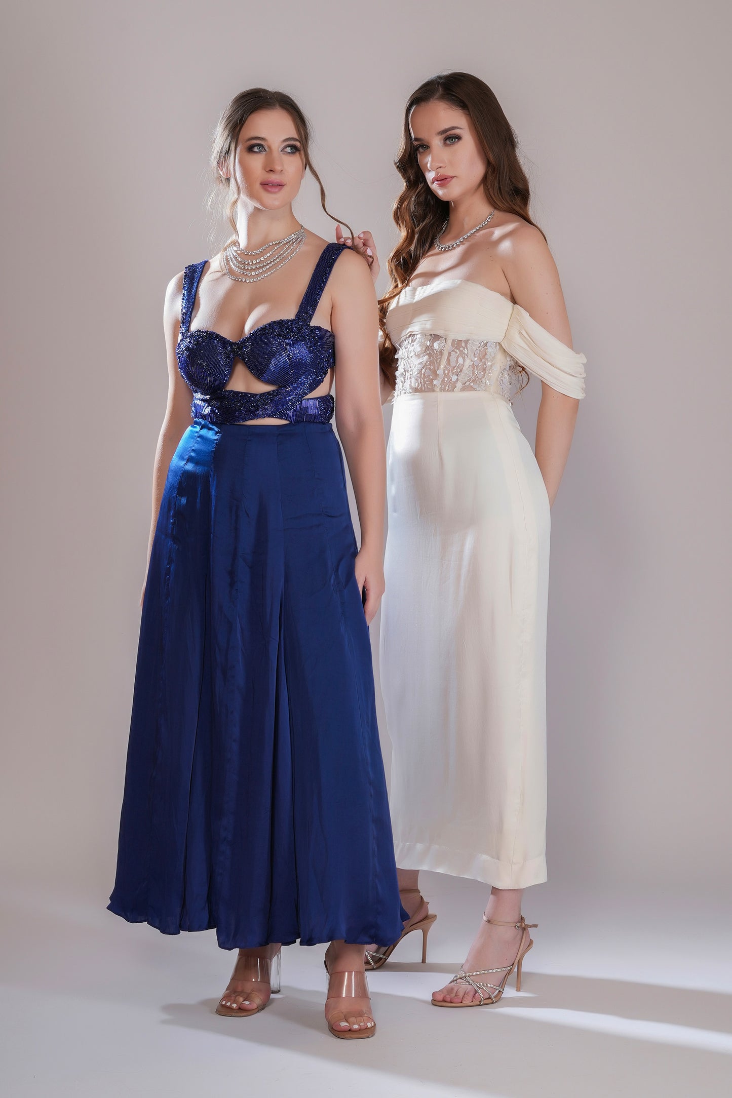 Dusky Tides Dark Blue Tulle Party Wear Gown