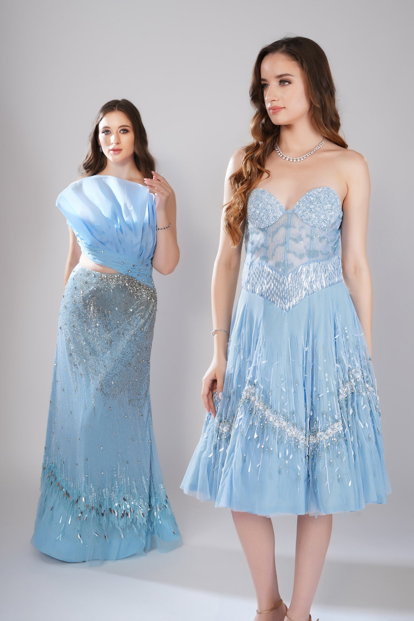 Arctic Wave Ice Blue Tulle Party Wear Dress