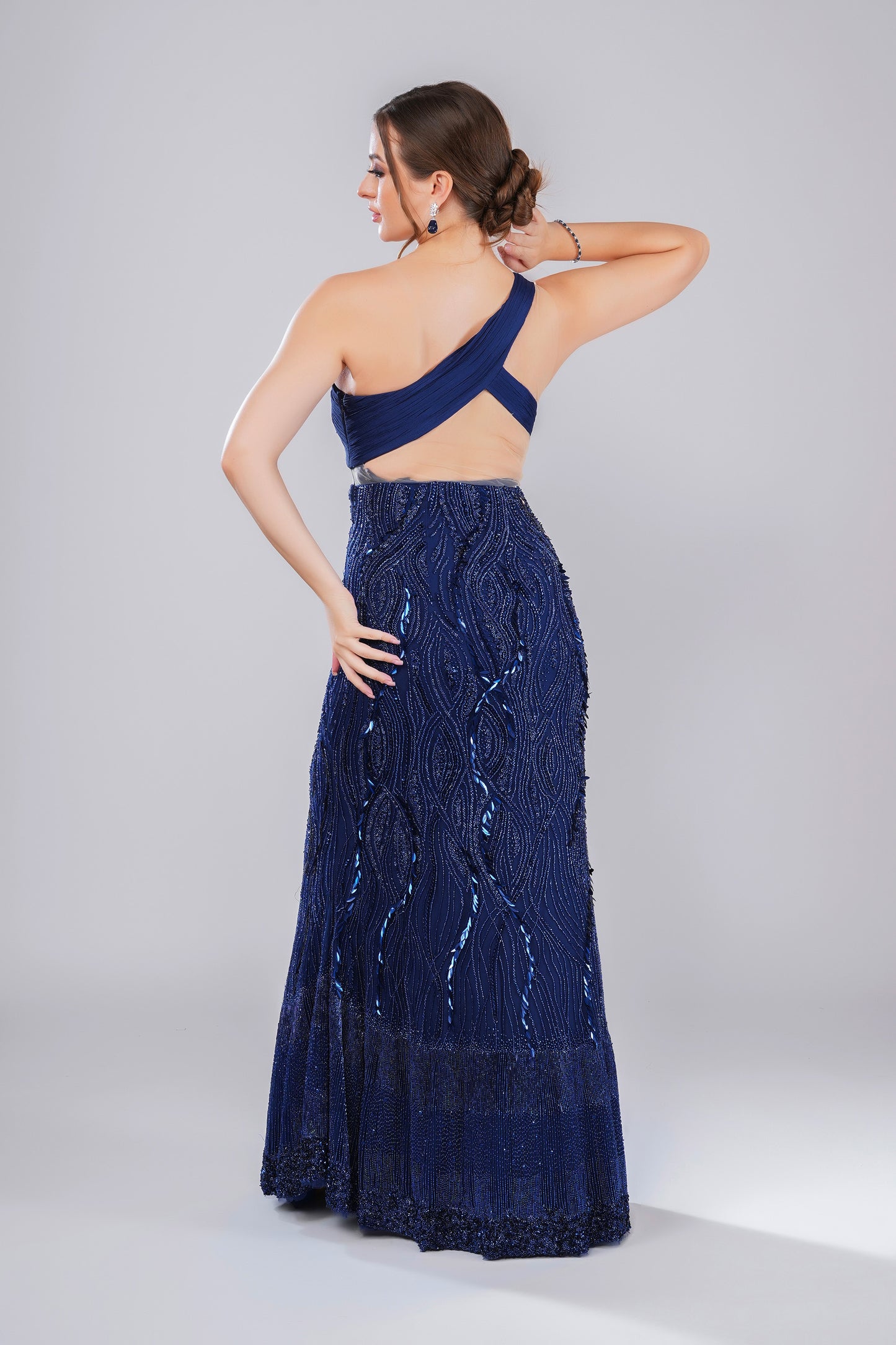 Nocturne Grace Deep Blue Tulle Cocktail Gown