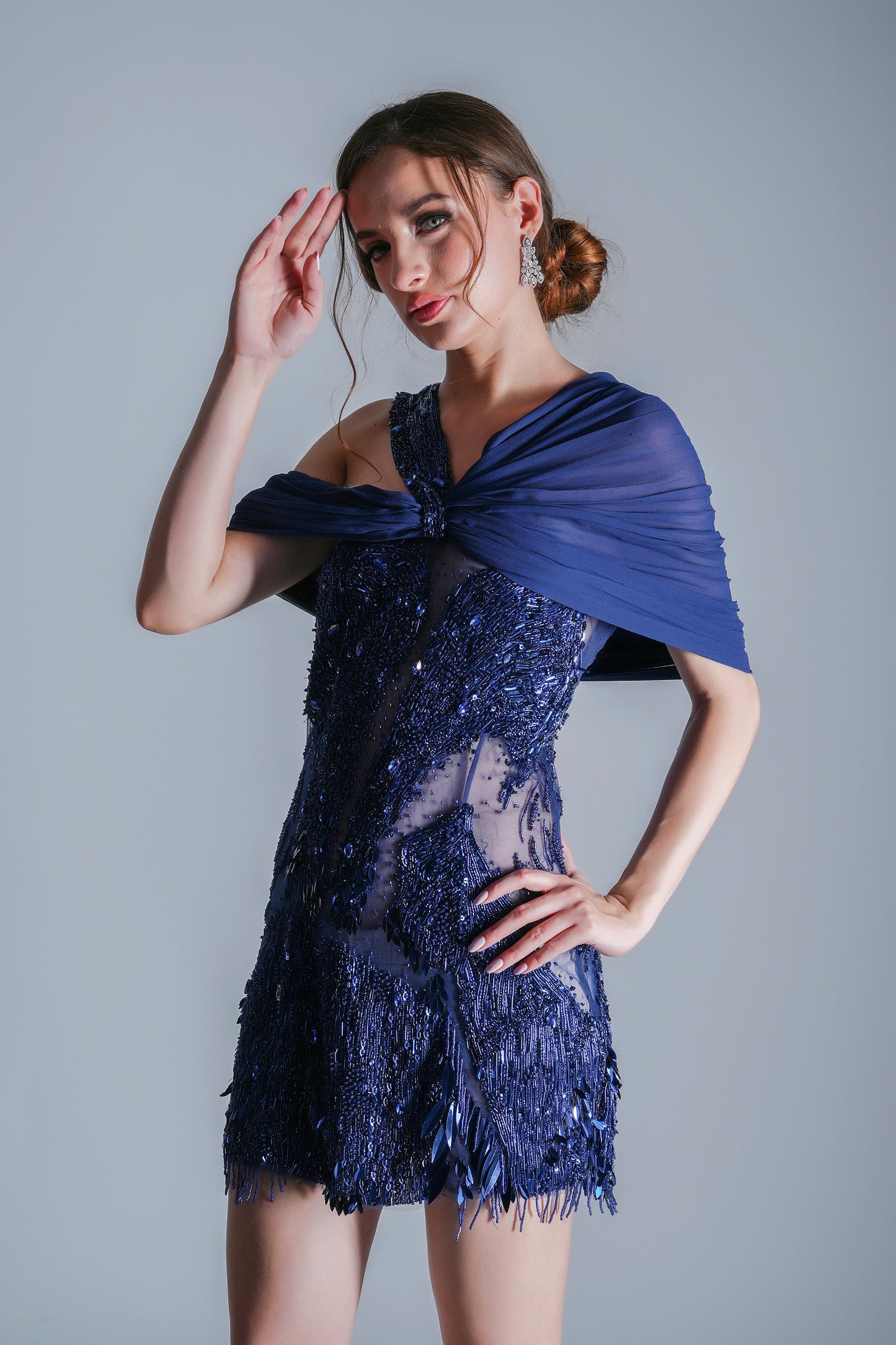 Sapphire Mirage Deep Blue Tulle Party Wear Dress