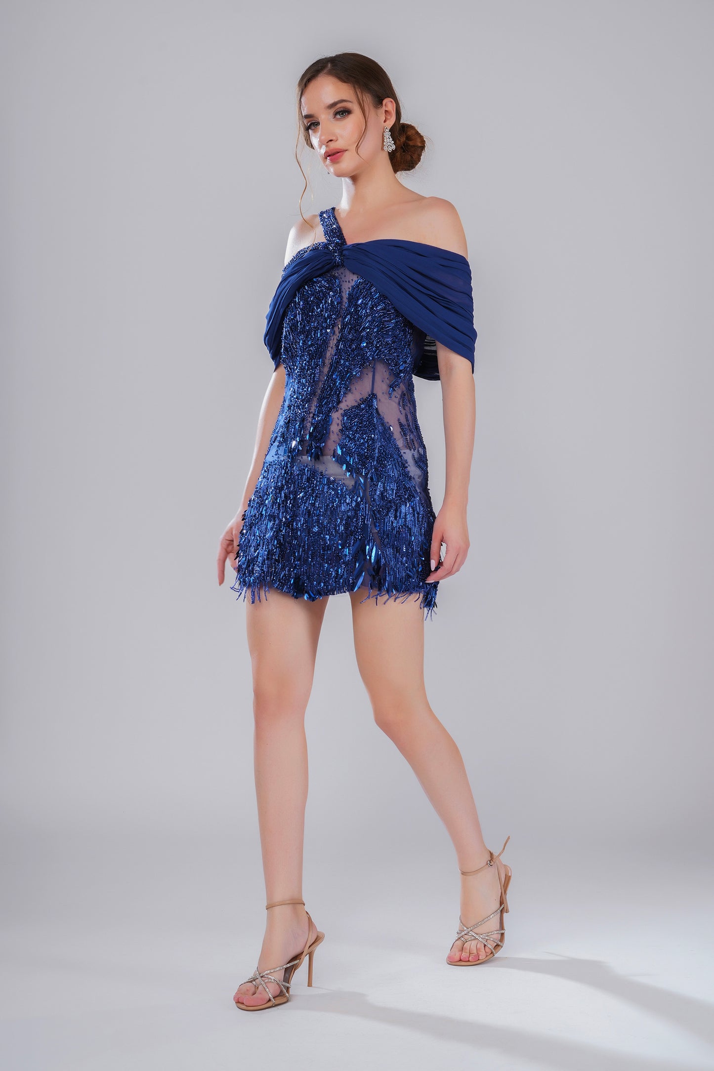 Sapphire Mirage Deep Blue Tulle Party Wear Dress