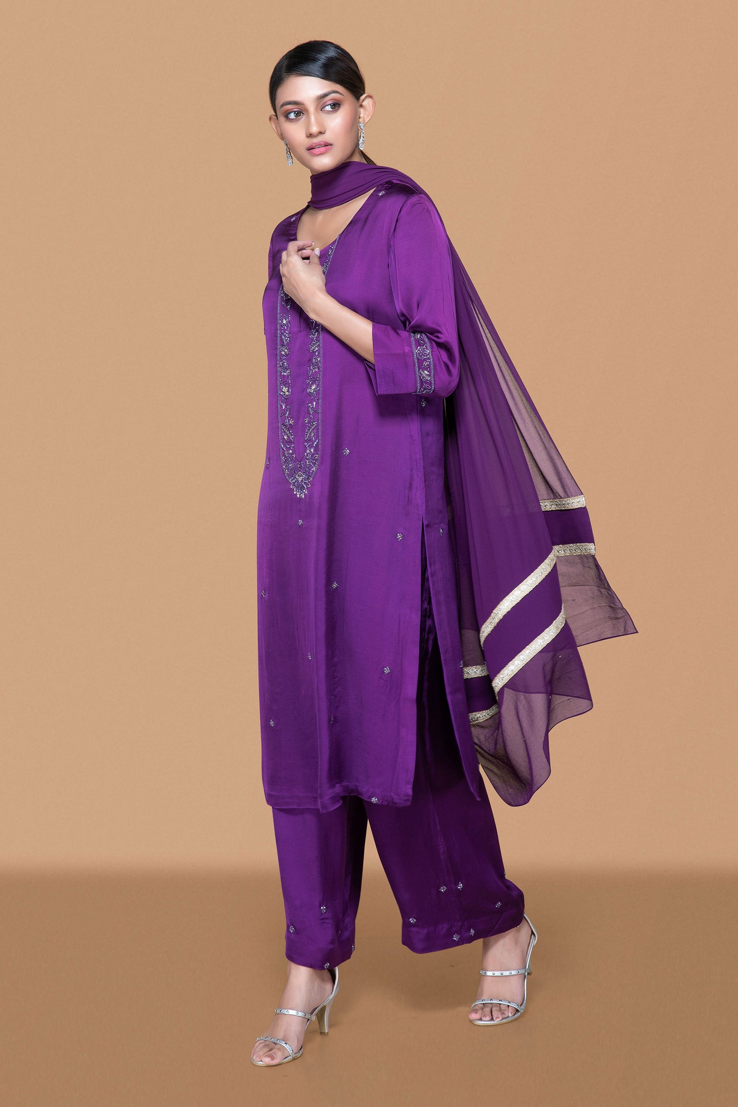 Deep Purple Kurta Set - Nazm