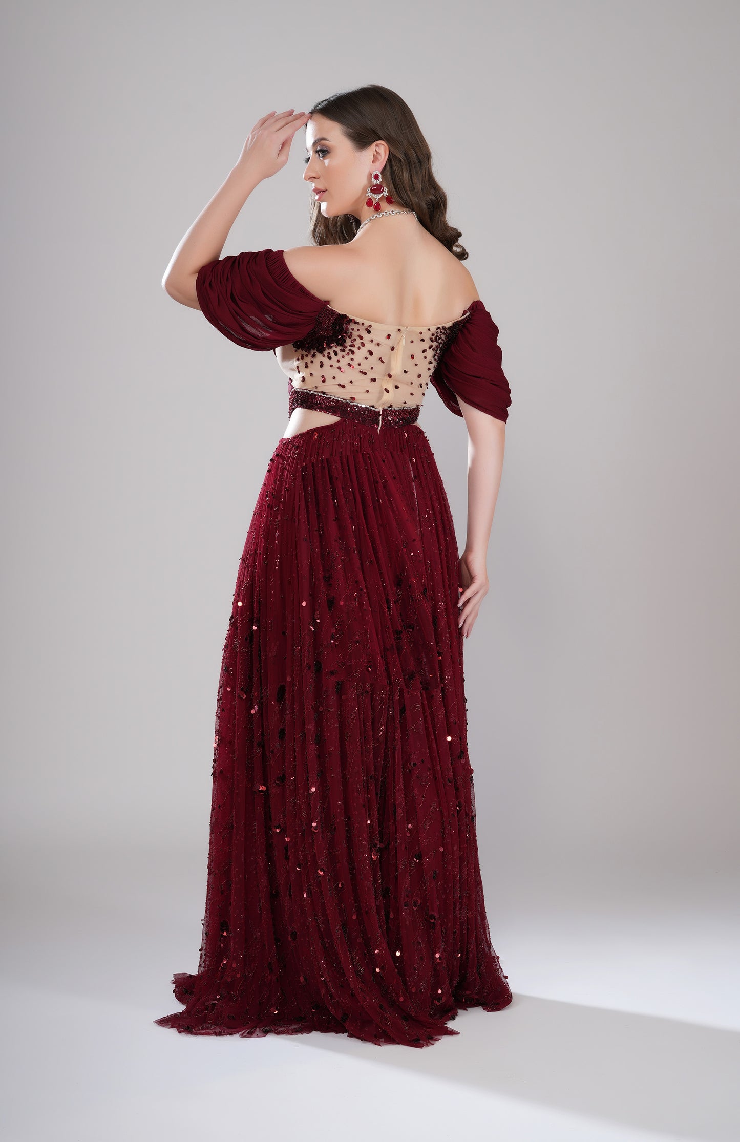 Scarlet Memories Deep Red Tulle Bridesmaid Gown