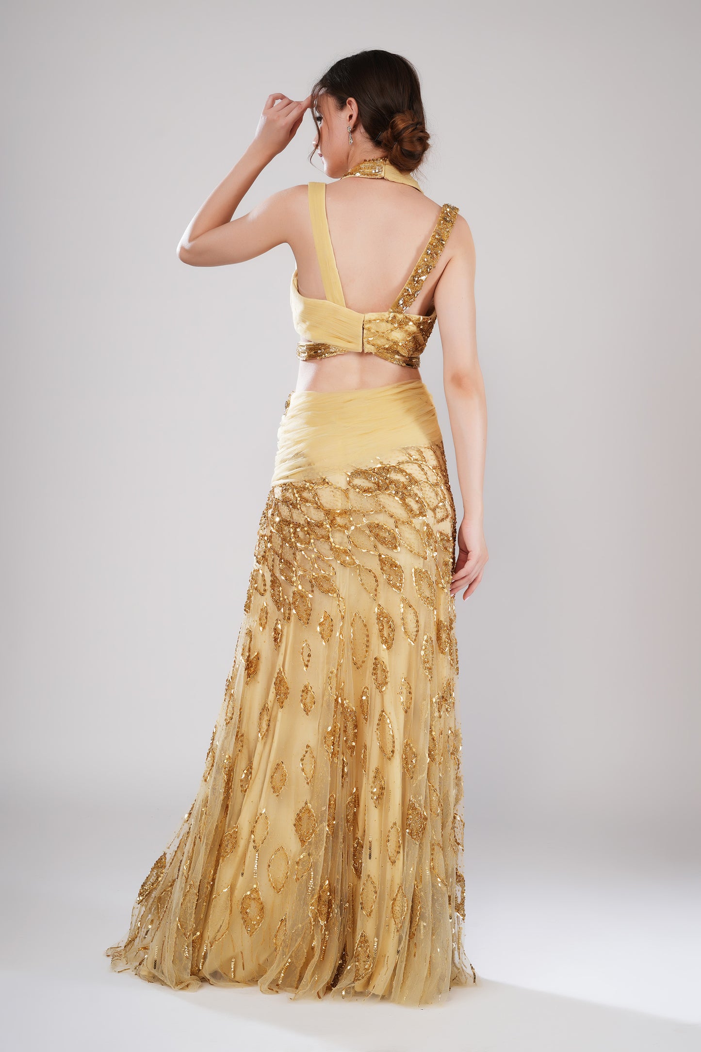 Gilded maze Golden yellow designer gown