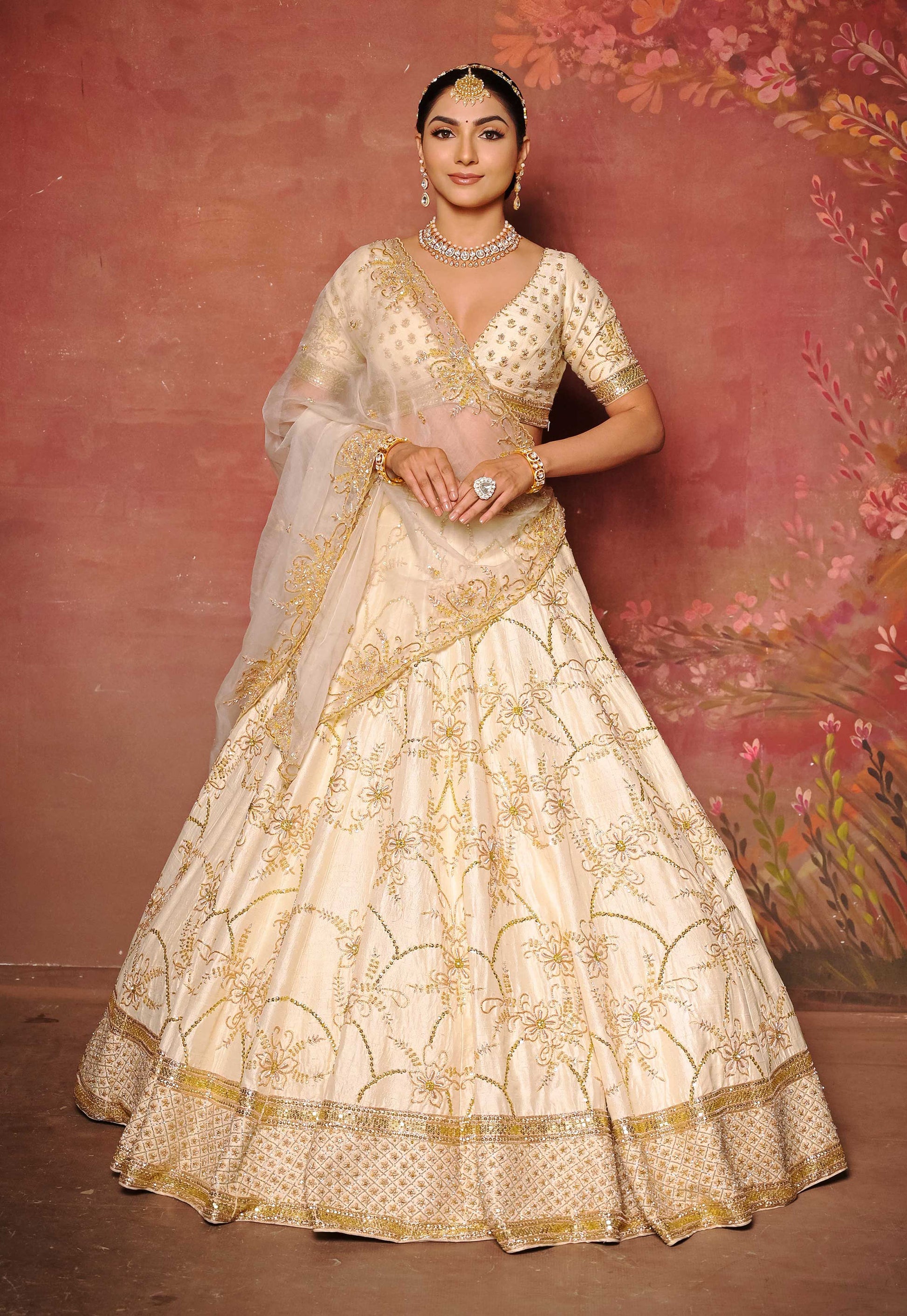 Periwinkle Garden Bridal Lehenga Set- Ivory – Mohi fashion