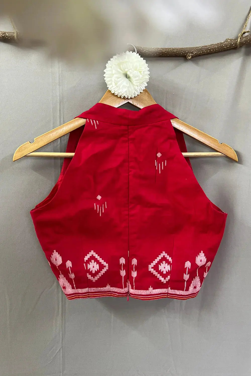 Mohak Red Jamdani Blouse