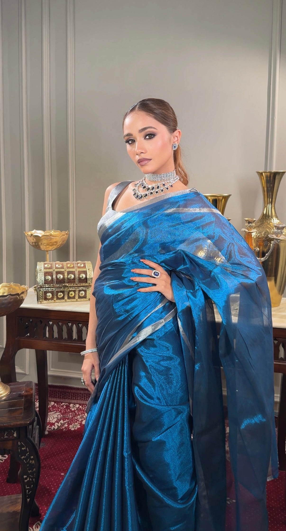 Devisha saree I Blue Handloom Tissue Saree