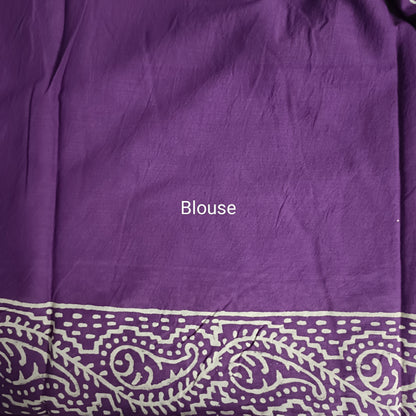 Poppins Collection - Purple Poppins Candy - Handblock Print Natural Dyed - Mulmul Cotton Saree