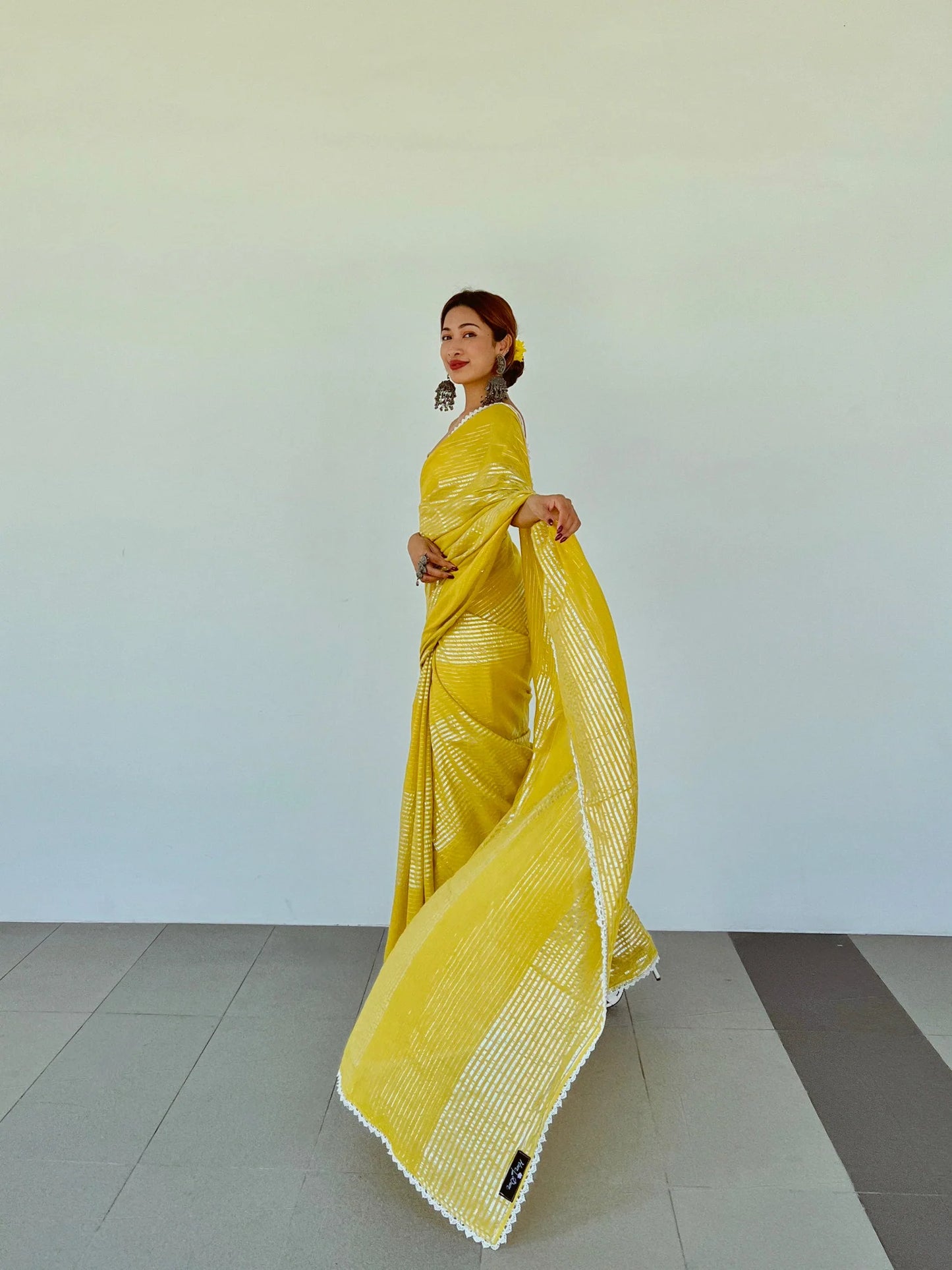 Yellow Shine Cotton Mulmul Saree