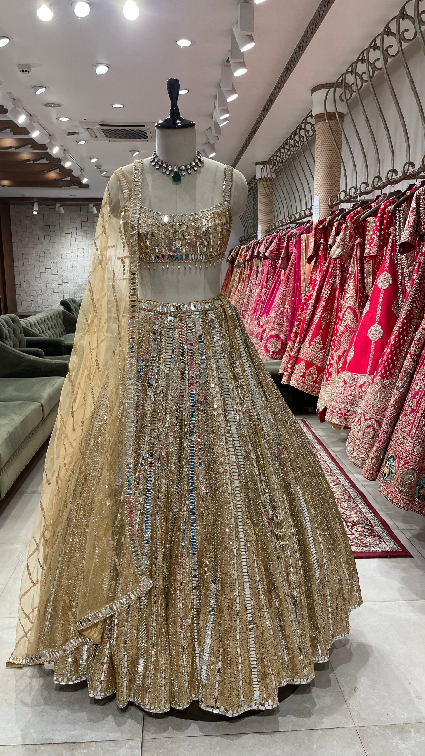Golden Mirrorwork Bridesmaid Sangeet Lehenga