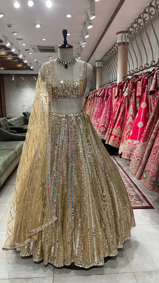 Golden Mirrorwork Bridesmaid Sangeet Lehenga