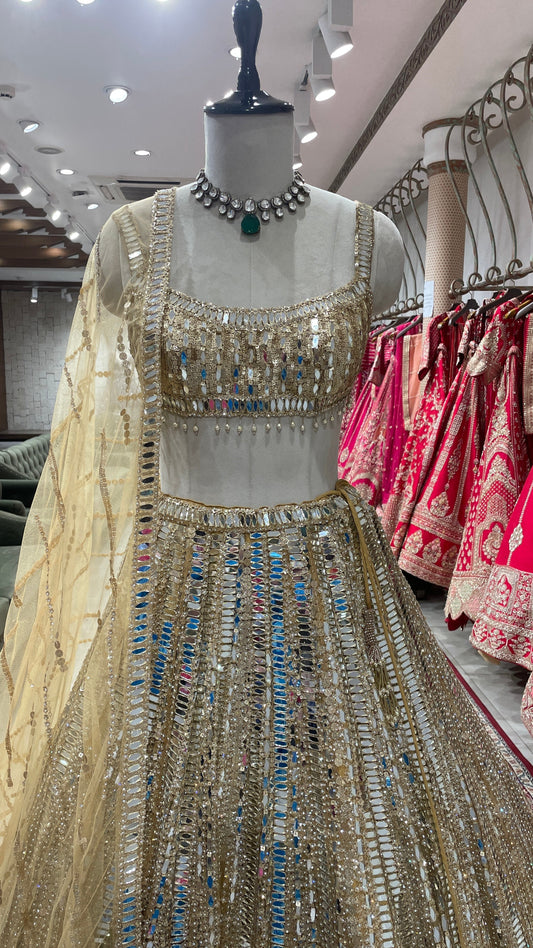 Golden Mirrorwork Bridesmaid Sangeet Lehenga