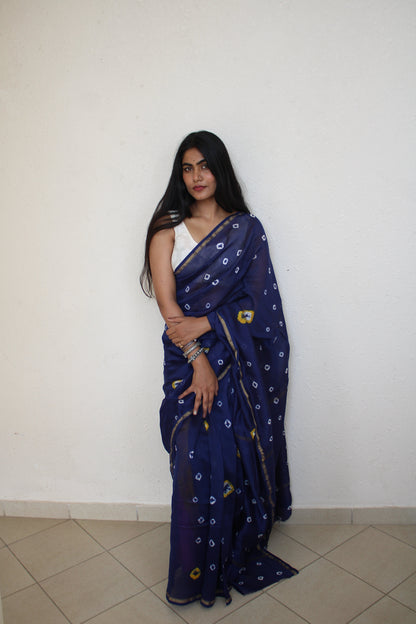 Sagarika - Tie And Dye Natural Dyes - Chanderi Silk Saree