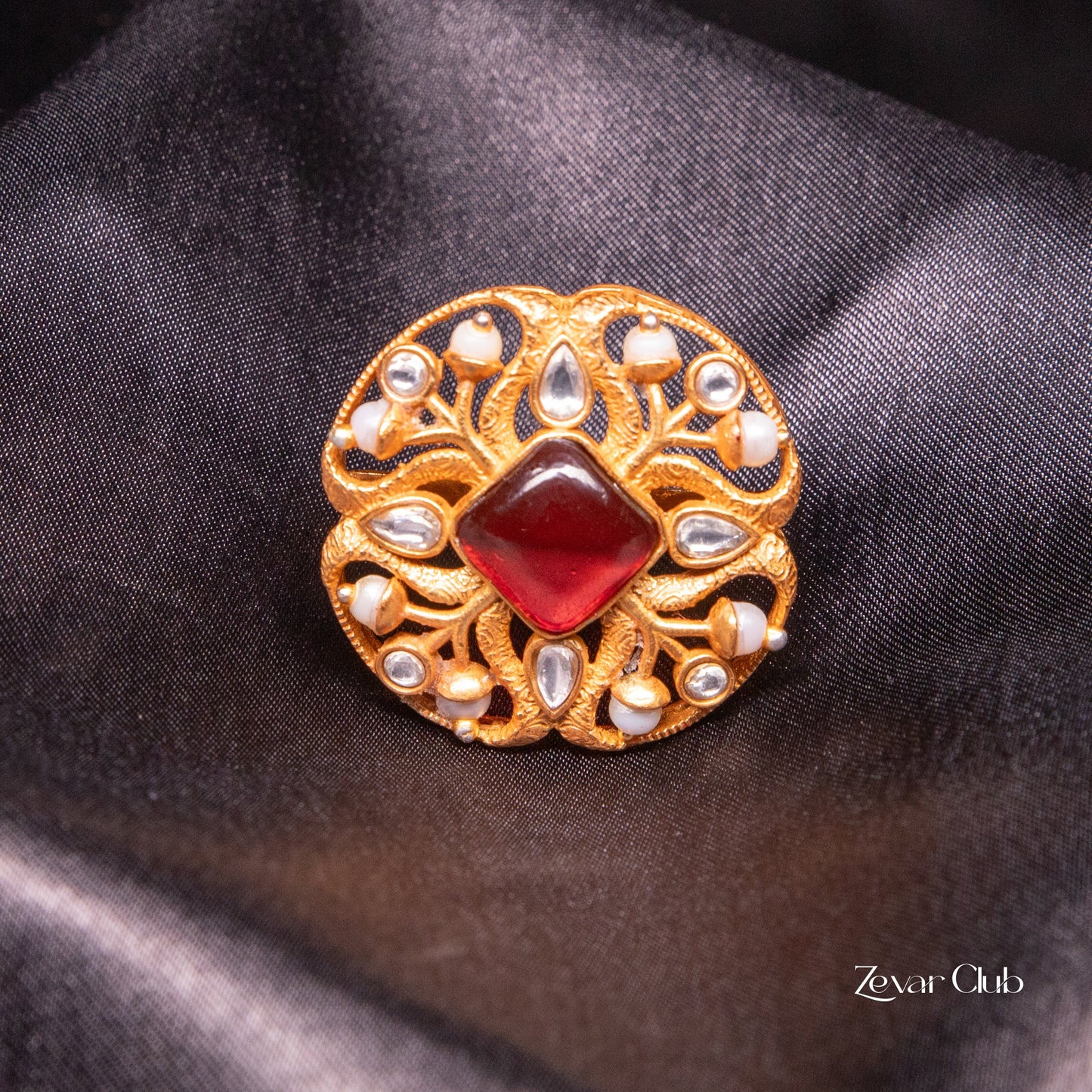 Antique Semi Precious Adjustable Statement Ring