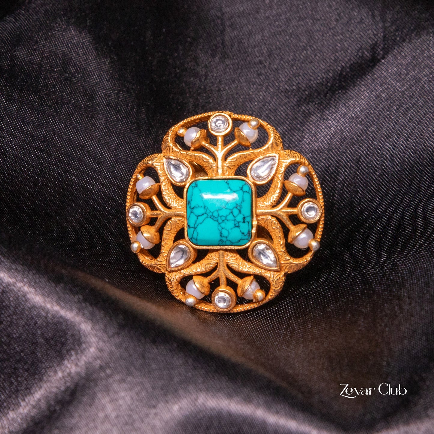 Antique Semi Precious Adjustable Statement Ring
