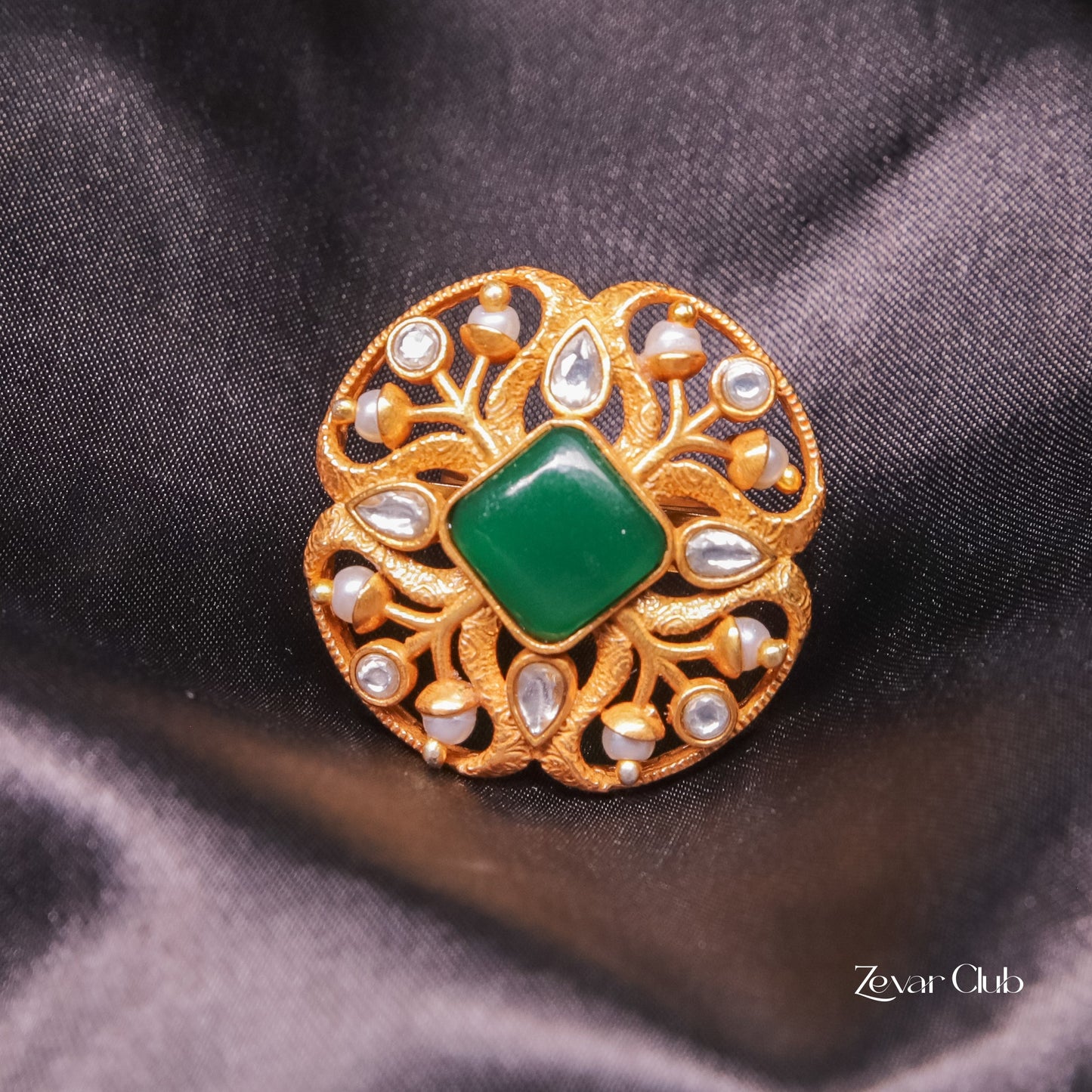 Antique Semi Precious Adjustable Statement Ring