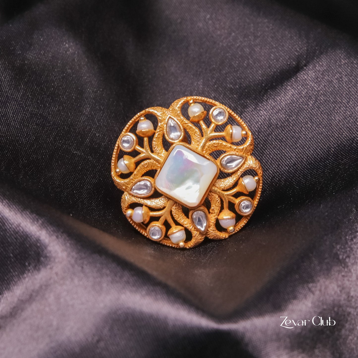 Antique Semi Precious Adjustable Statement Ring