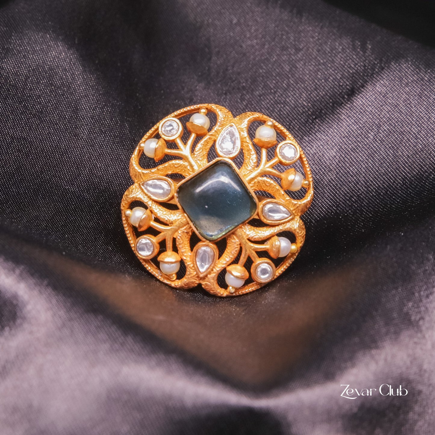 Antique Semi Precious Adjustable Statement Ring