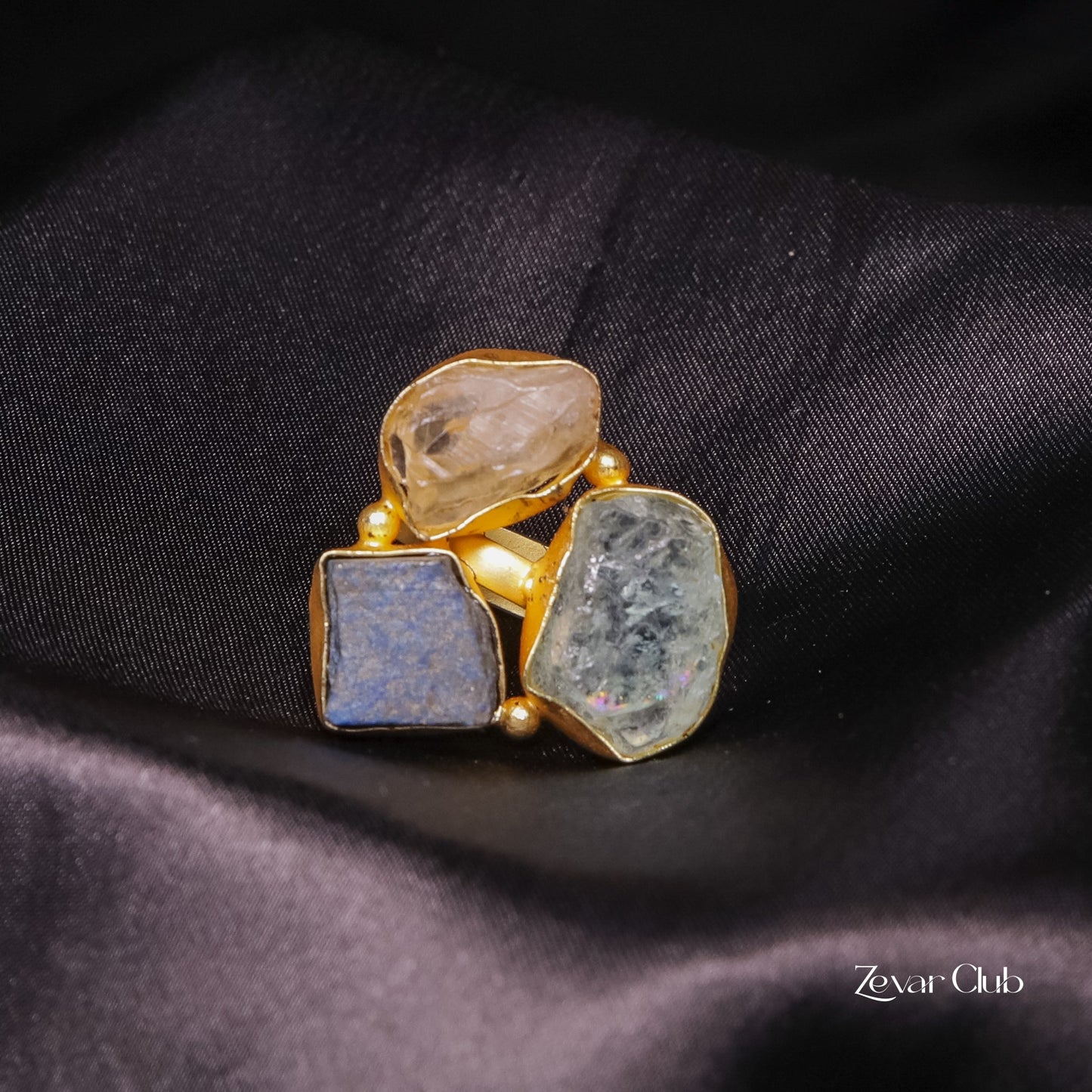 Uncut Stones Adjustable Edgy Rings