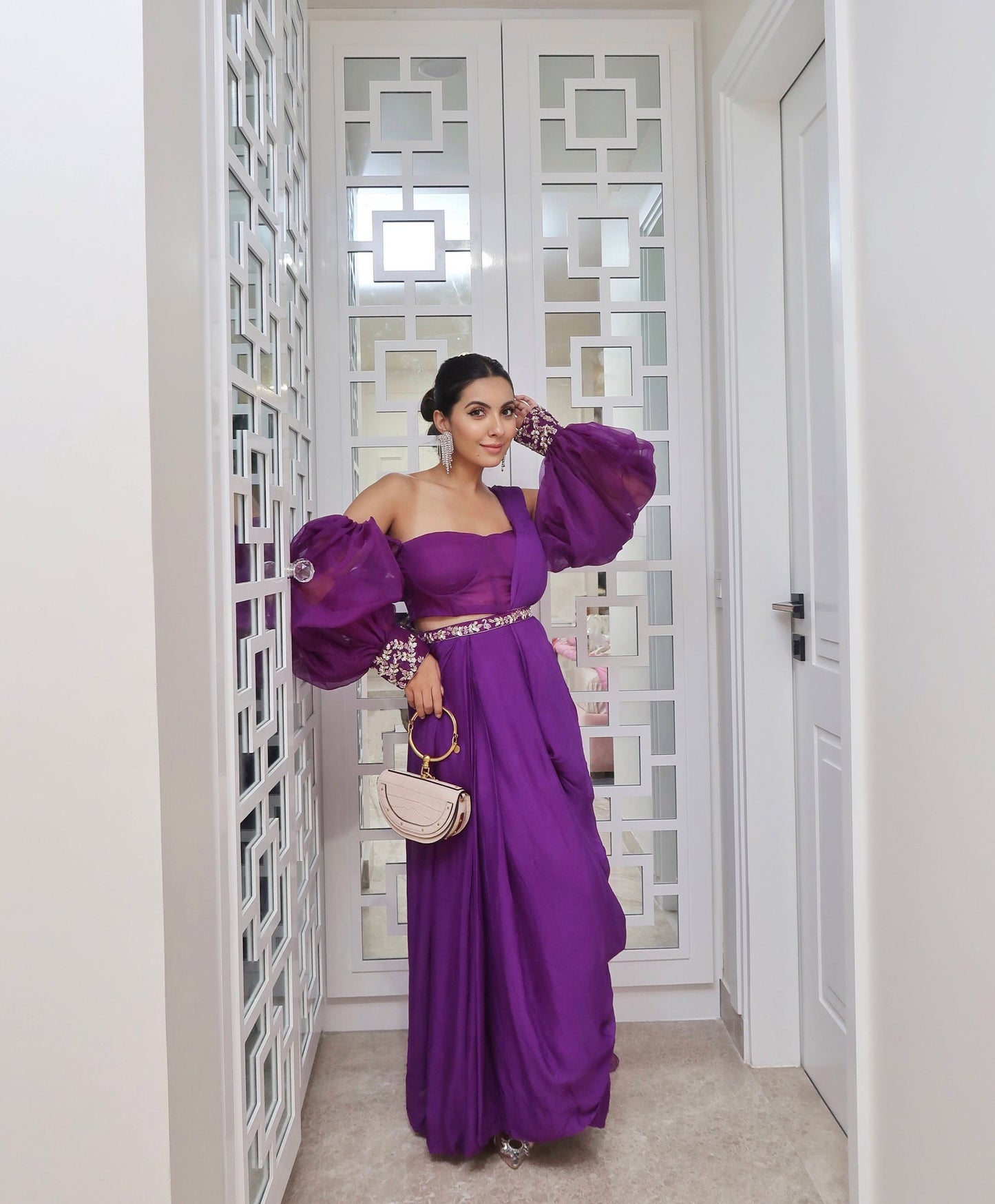 Niki Mehra Purple saree