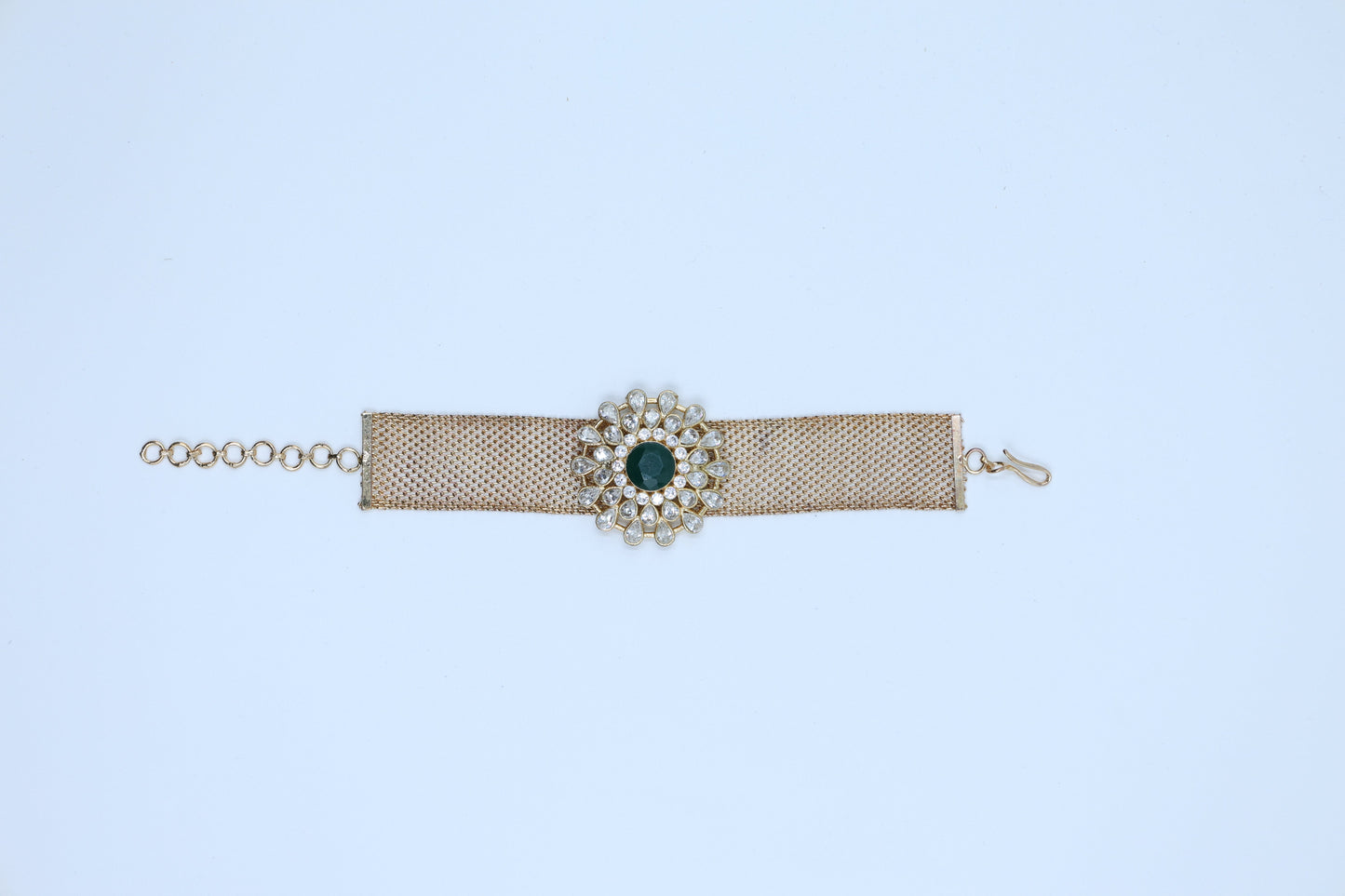Green Antique Hook Fine Diamond Bracelet