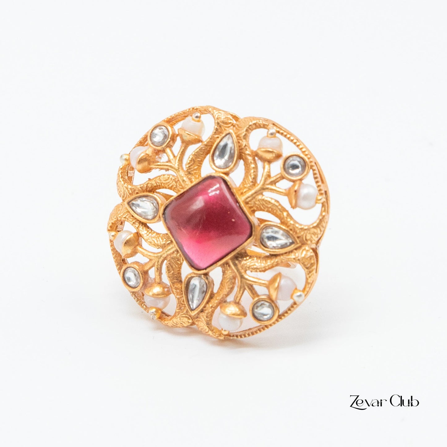 Antique Semi Precious Adjustable Statement Ring
