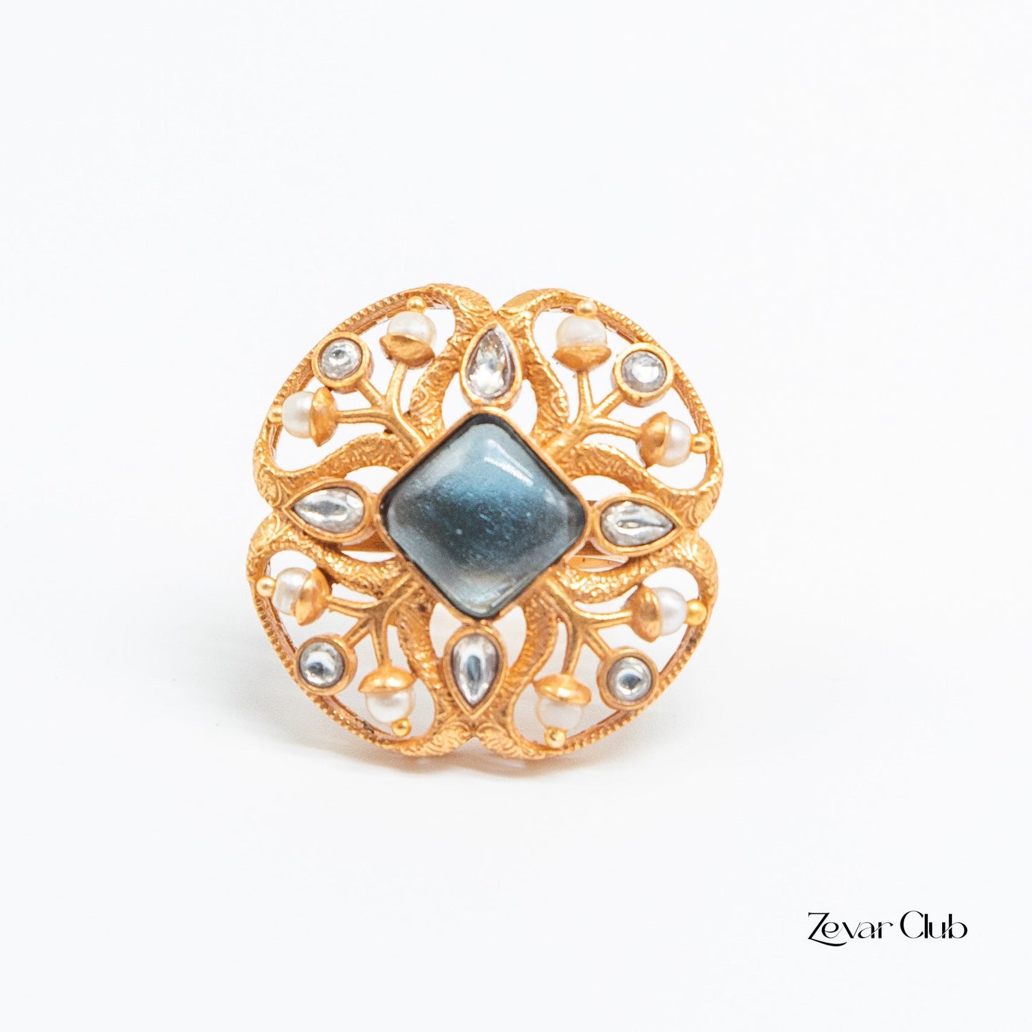 Antique Semi Precious Adjustable Statement Ring