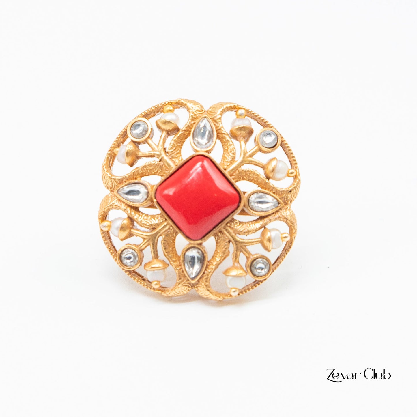 Antique Semi Precious Adjustable Statement Ring