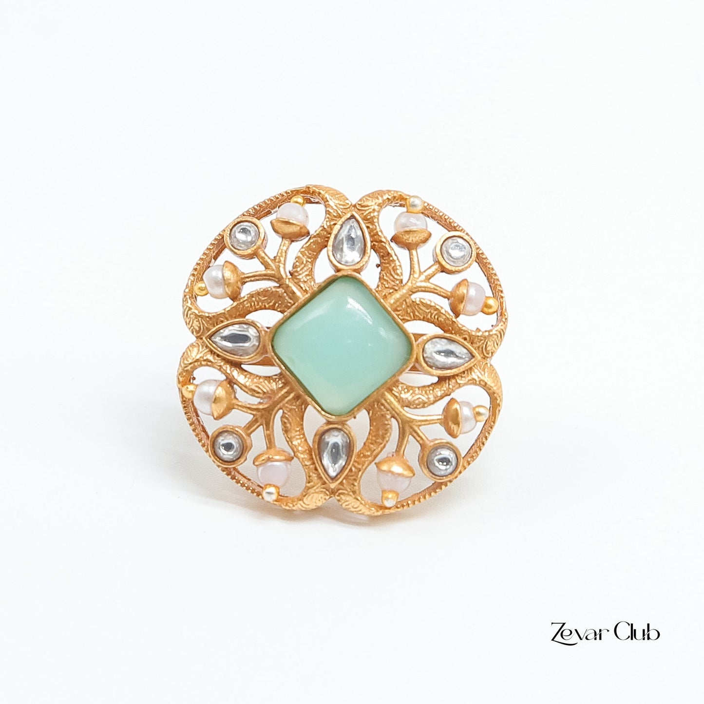 Antique Semi Precious Adjustable Statement Ring
