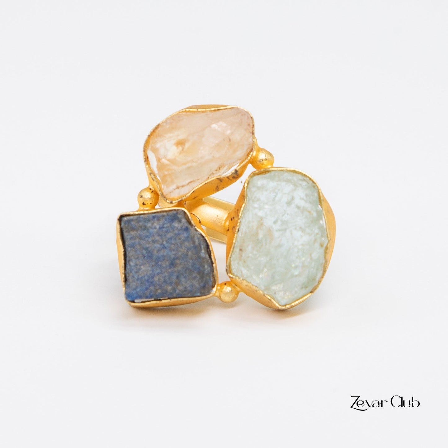 Uncut Stones Adjustable Edgy Rings