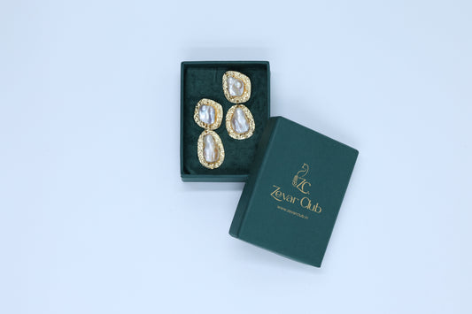 Uncut Stones in Golden Extravaganza Earrings