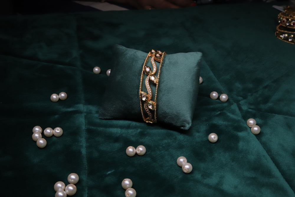 Gold Plated Handcrafted Kundan Bracelet